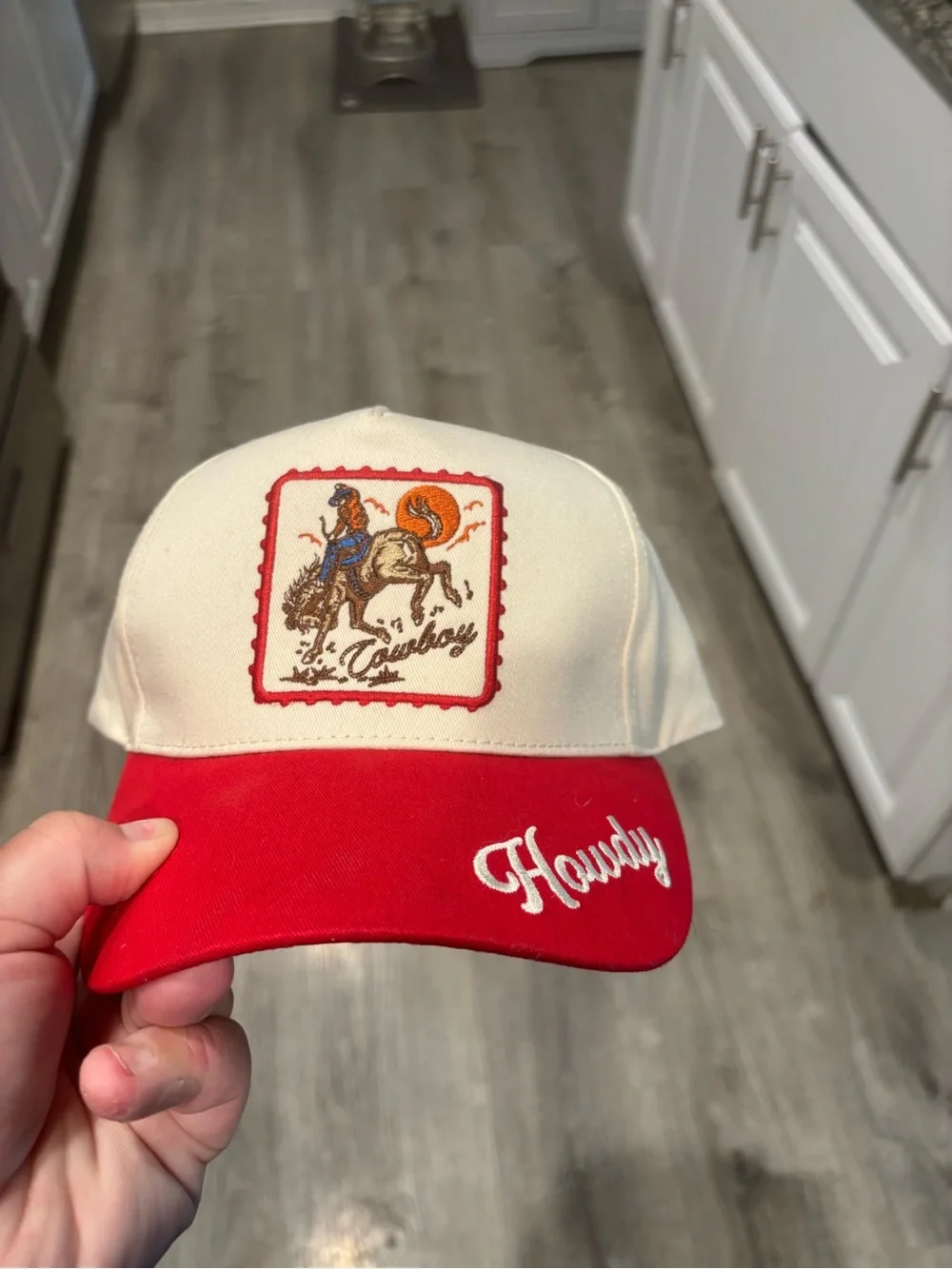 Howdy Red & Cream Western Patch Baseball Cap